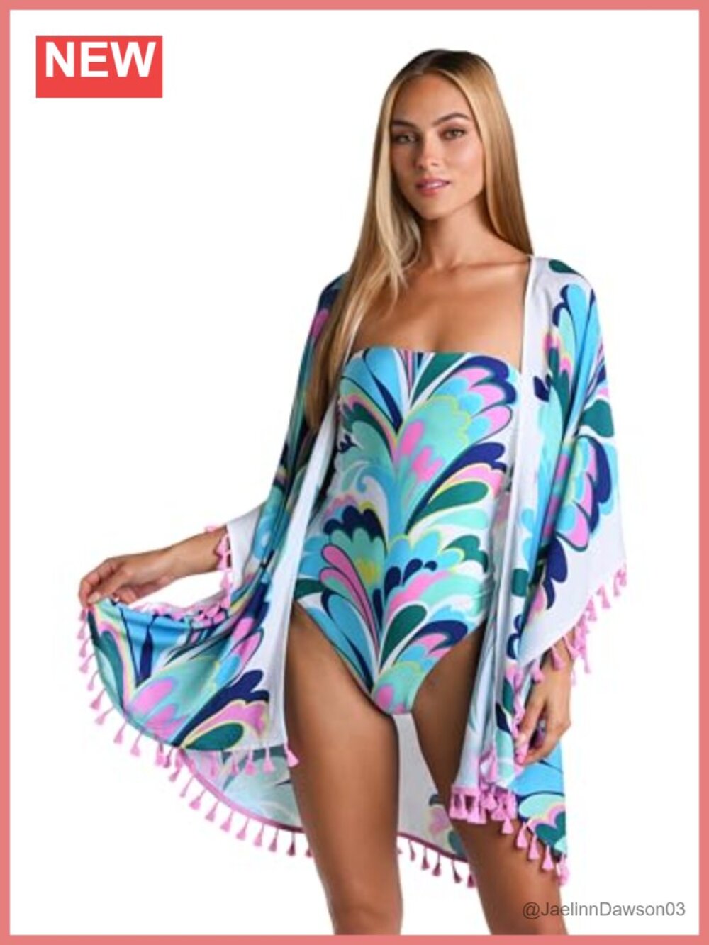 Womens Kimono Swimsuit Cover Up Rayon Open Front Tassel Trim Beach